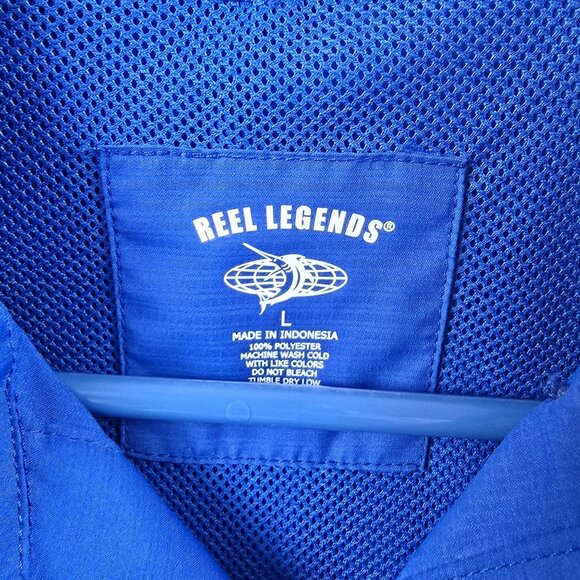 Reel Legends Mens Blue Short Sleeve Button-Up Shirt L - Picture 6 of 8